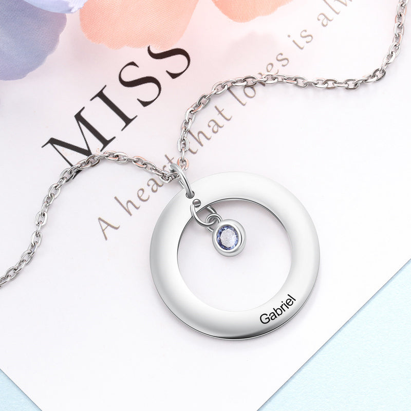 Kali Birthstone Circle Names Necklace