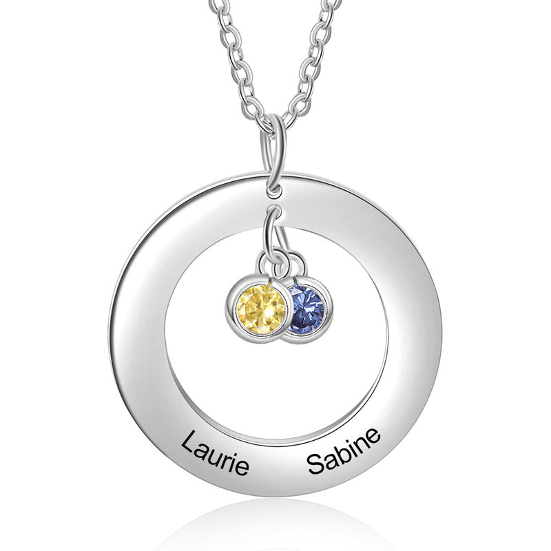 Kali Birthstone Circle Names Necklace