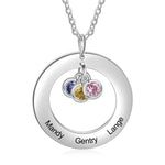 Kali Birthstone Circle Names Necklace