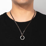 Adam Personalised Men's Circle Washer with Leather Necklace