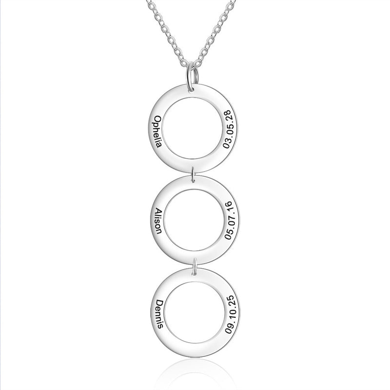 Piper Vertical Circle Personalised Pendant Necklace