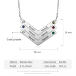 Victoria Custom Names Arrow Birthstone Necklace