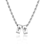 Max Engraved Stainless Steel Charm Bead Necklace