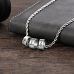 Max Engraved Stainless Steel Charm Bead Necklace