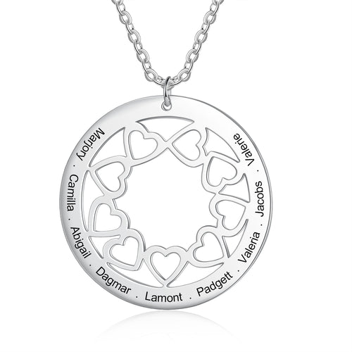 Diana Personalised Circle Pendant with Love Hearts