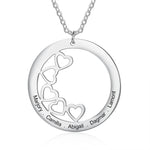 Diana Personalised Circle Pendant with Love Hearts