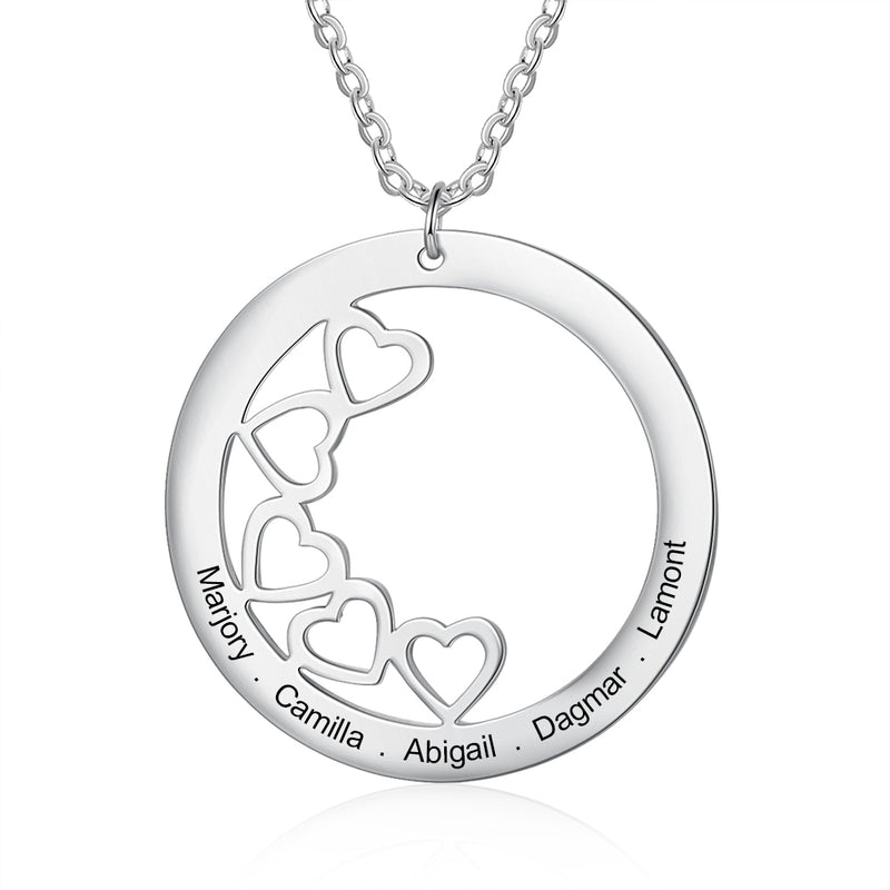 Diana Personalised Circle Pendant with Love Hearts