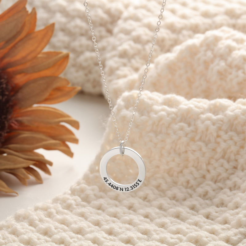 Rose Personalised Washer Circle Pendant