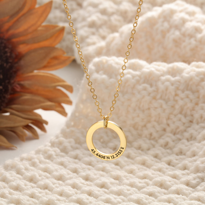 Rose Personalised Washer Circle Pendant