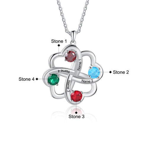 Logan Intwined Hearts Birthstone Necklace