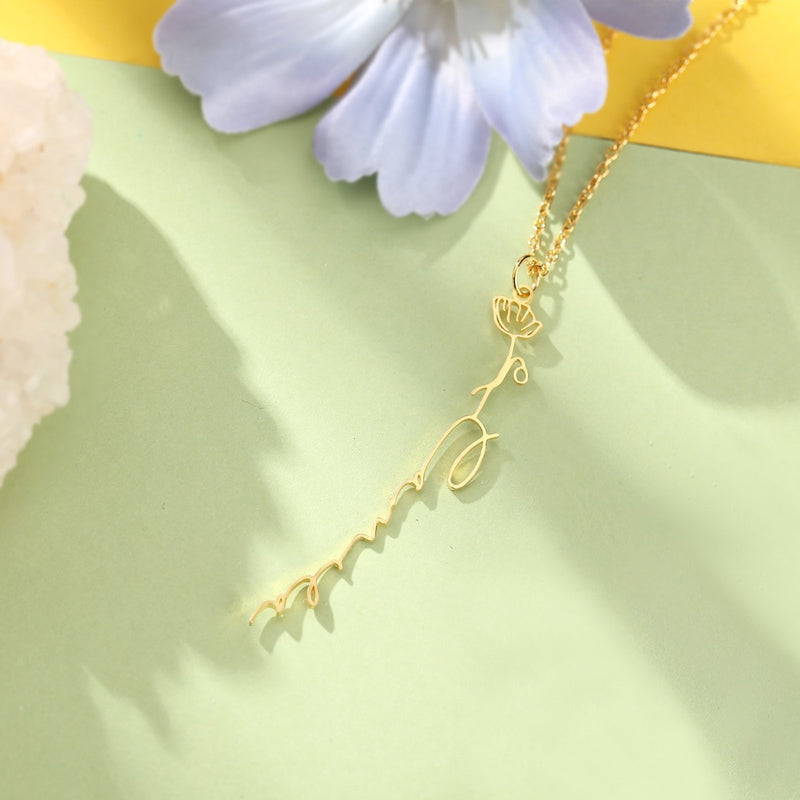 Skye Birthflower Custom Name Necklace