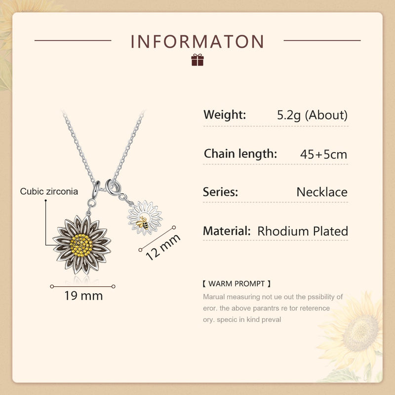 Necklace size sunflower bee