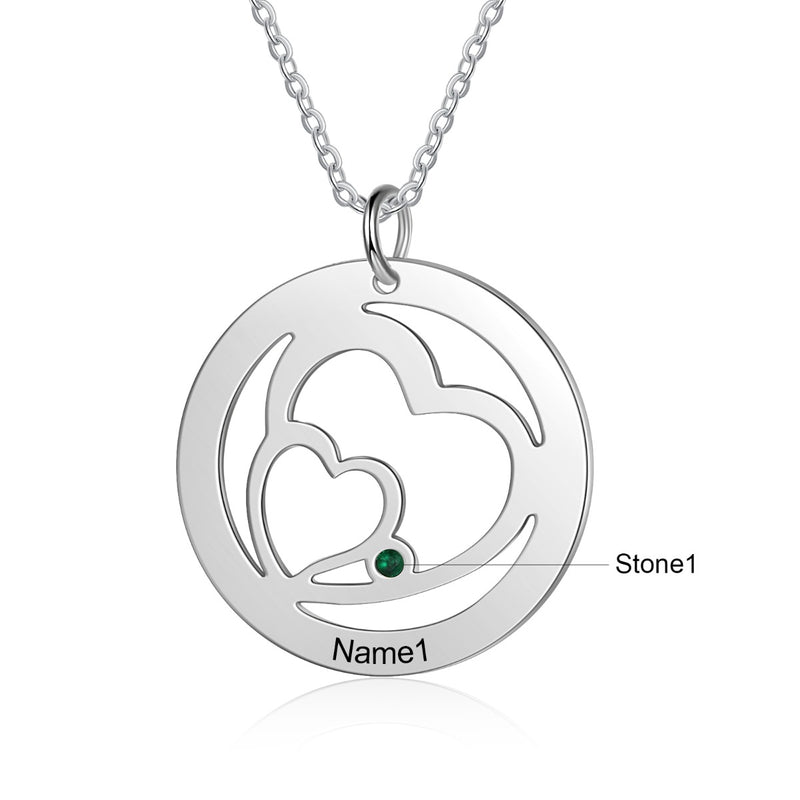 Cali Double Love Heart Circle Custom Names Pendant