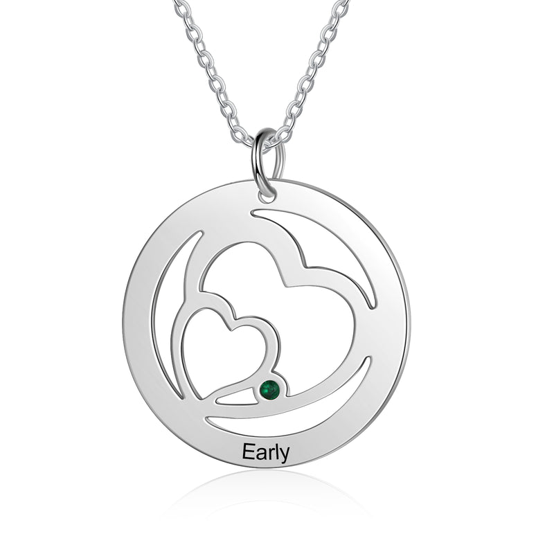 Cali Double Love Heart Circle Custom Names Pendant