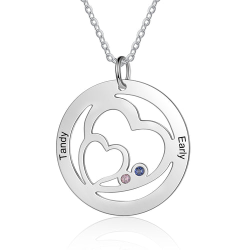 Cali Double Love Heart Circle Custom Names Pendant