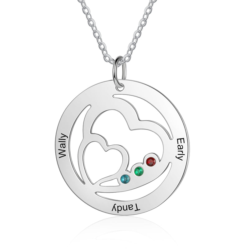 Cali Double Love Heart Circle Custom Names Pendant