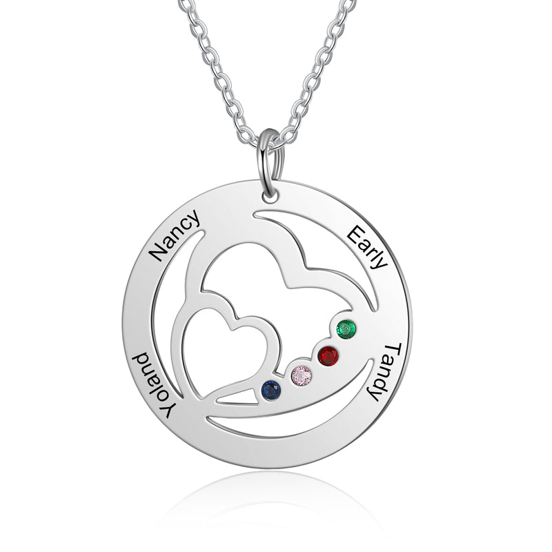 Cali Double Love Heart Circle Custom Names Pendant