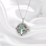 Becky Rhodium Plated Abalone Shell Family Tree Pendant Necklace