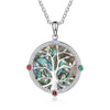 Becky Rhodium Plated Abalone Shell Family Tree Pendant Necklace