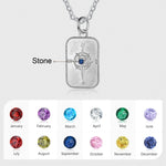 Riley Compass Pendant with Birthstone and Personalisation