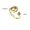 Fluer Gold Birthflower Adjustable Ring with Birthstone