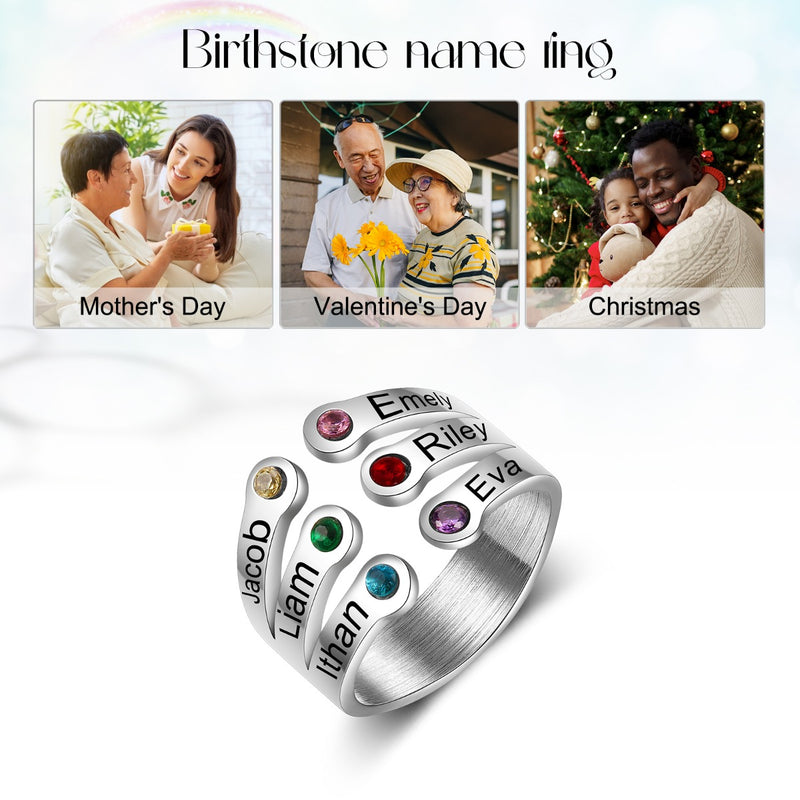 Madison Personalised Layered Birthstones Ring