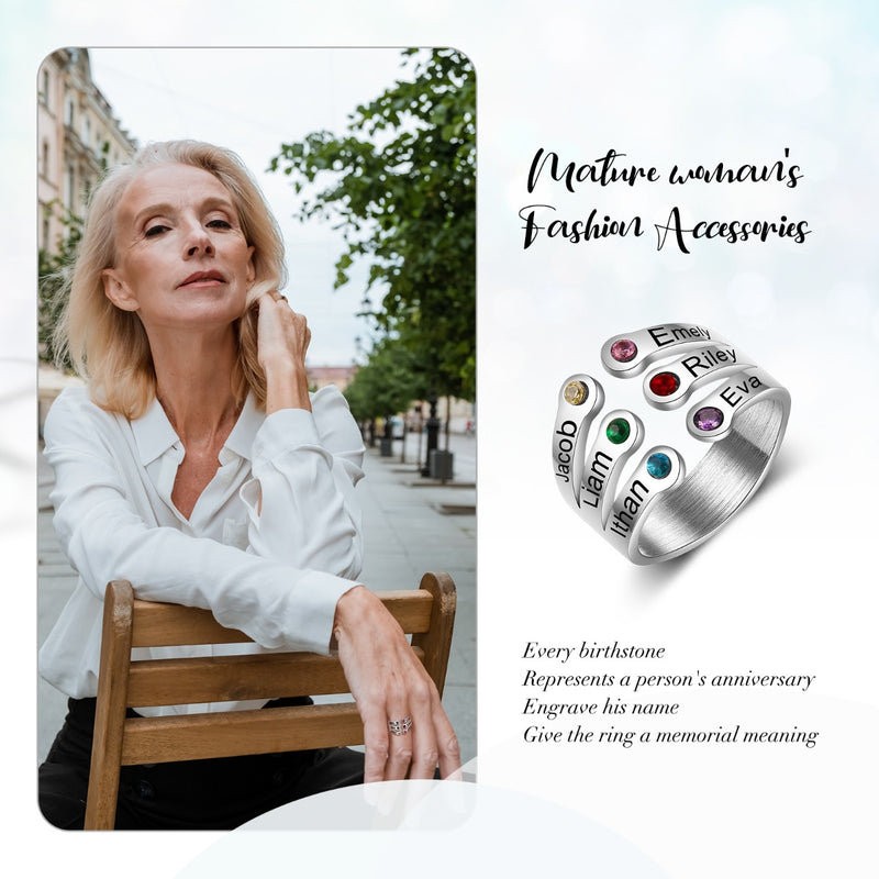 Madison Personalised Layered Birthstones Ring