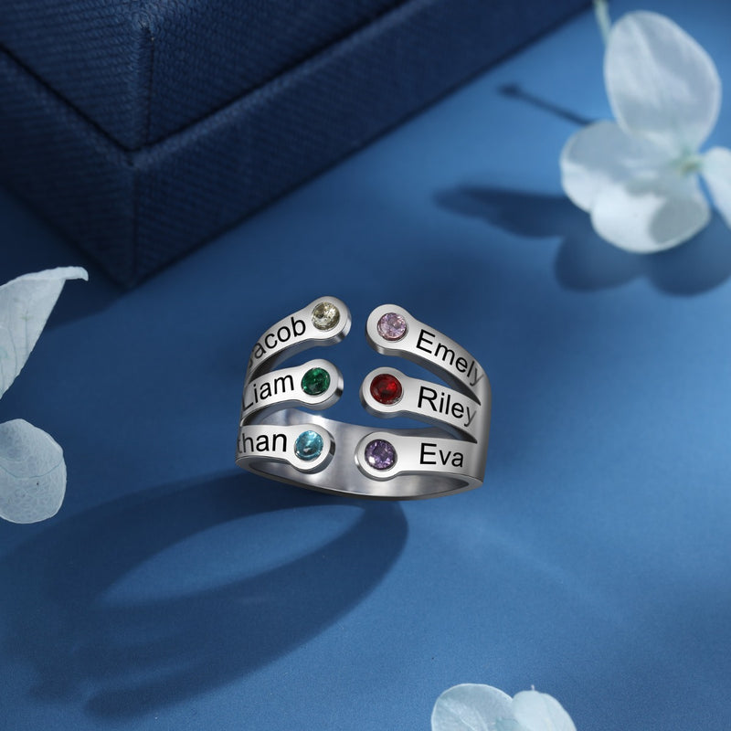 Madison Personalised Layered Birthstones Ring